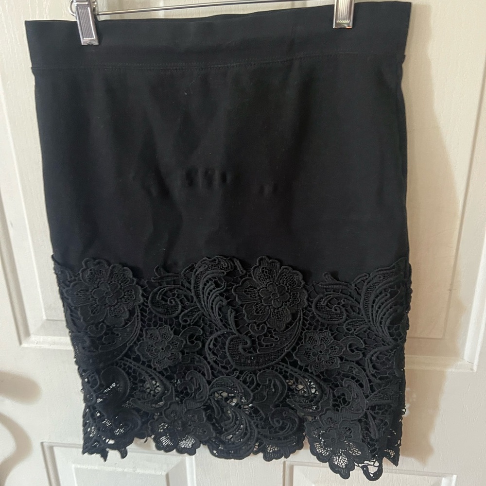 Haute Monde Black Embellished Pencil Skirt